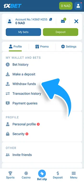 Step 4 - Select the Withdraw Funds option